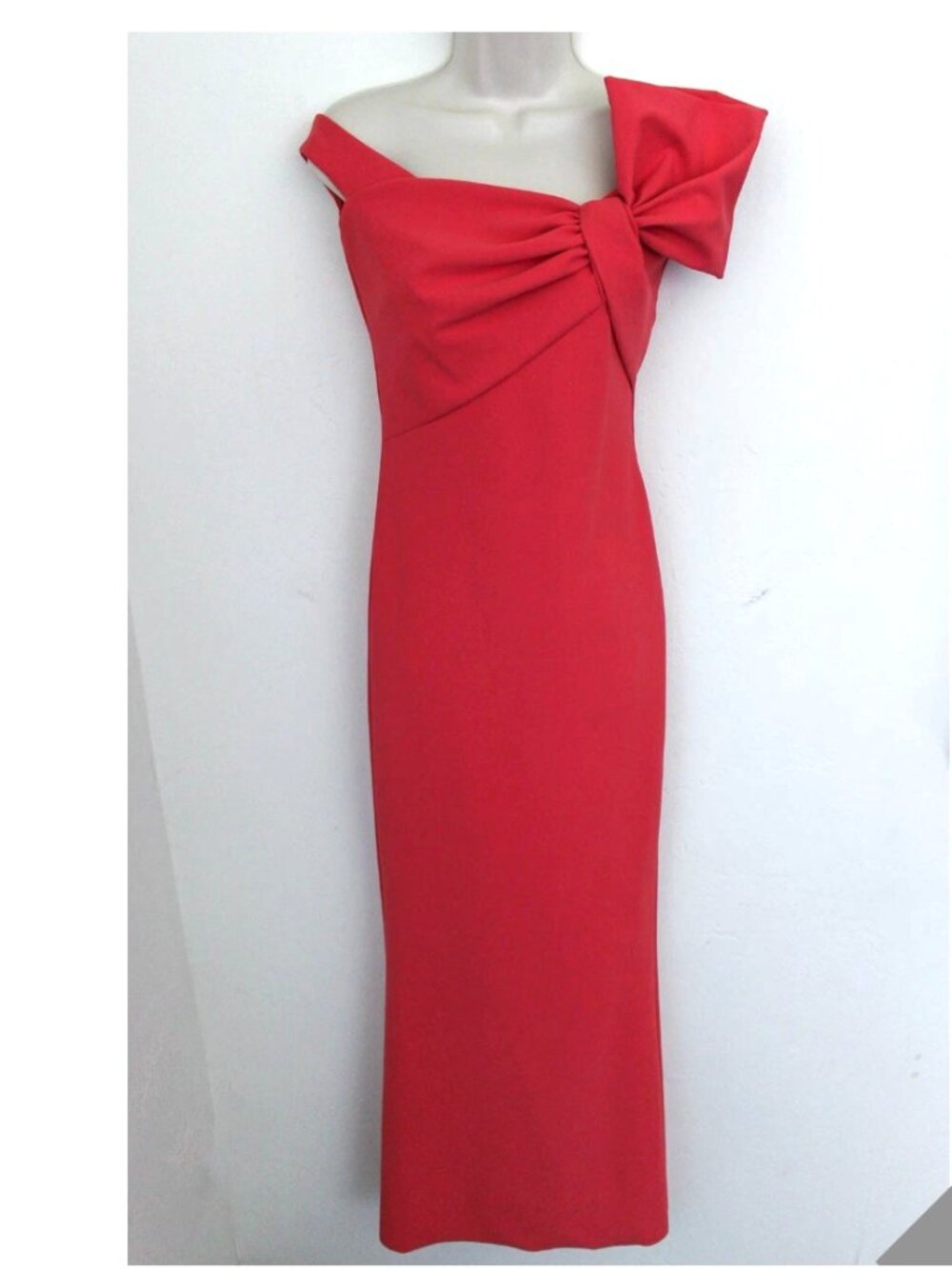 Chiara Boni La Petite Robe Dress Red Bow Off Shoulder Gown Made in Italy Size 42